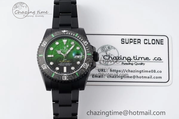 Submariner DIW “Parakeet” DLC VSF 1:1 Best Edition Black Green Dial on DLC Bracelet VS Vibrant 2086