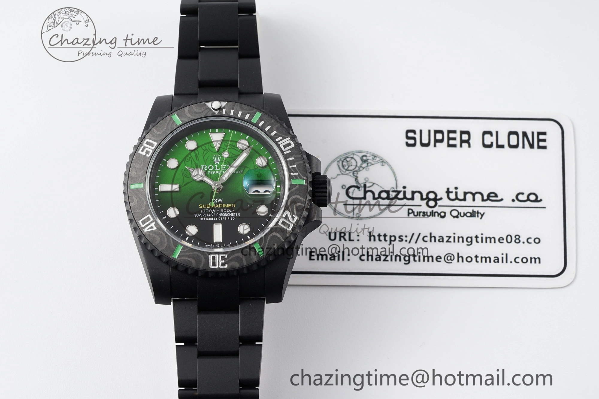 Submariner DIW “Parakeet” DLC VSF 1:1 Best Edition Black Green Dial on DLC Bracelet VS Vibrant 2086