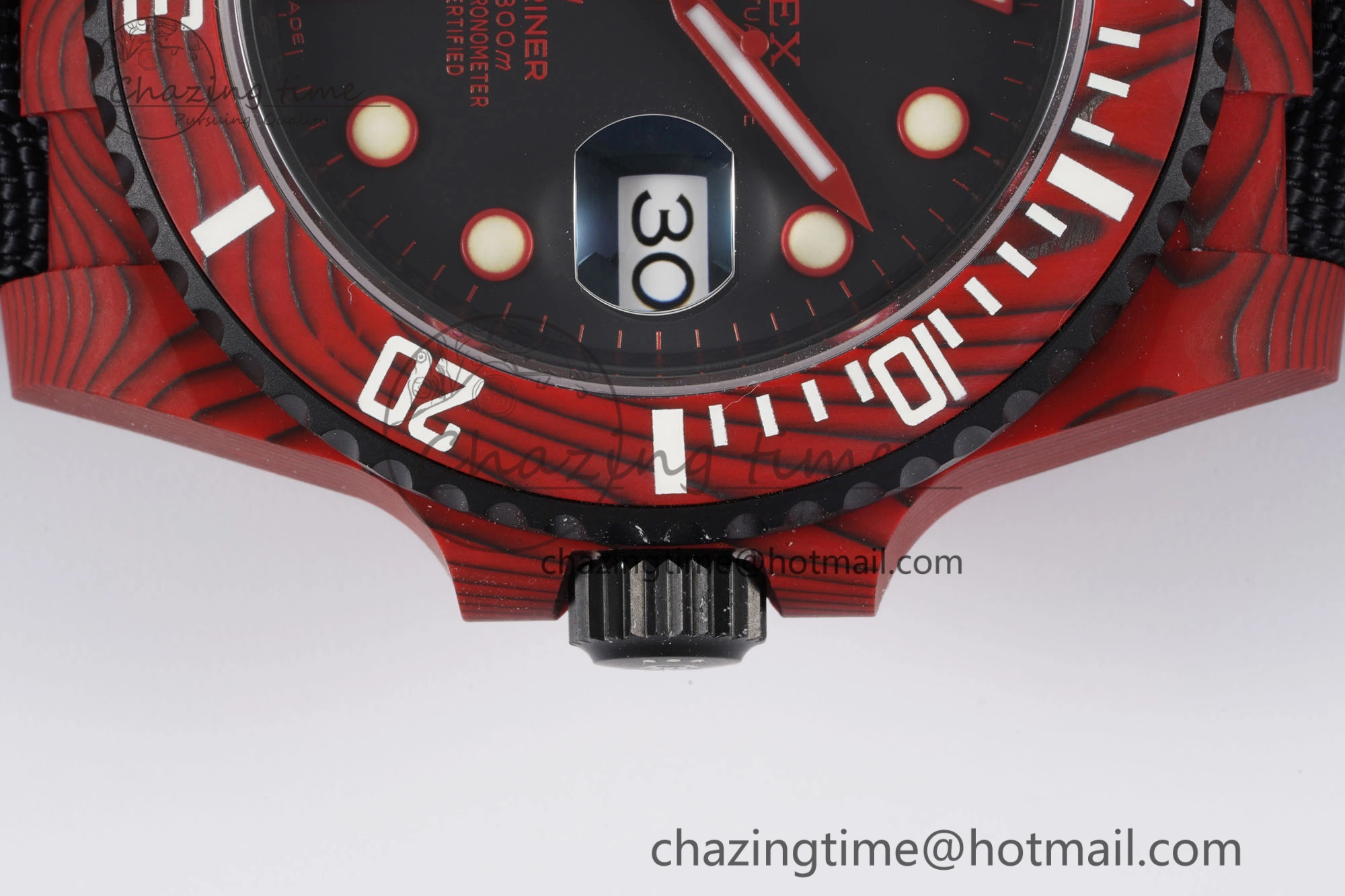 Submariner DIW Red Carbon VSF 1:1 Best Edition Black Dial on Black Nylon Strap VS TechFriendly 2069