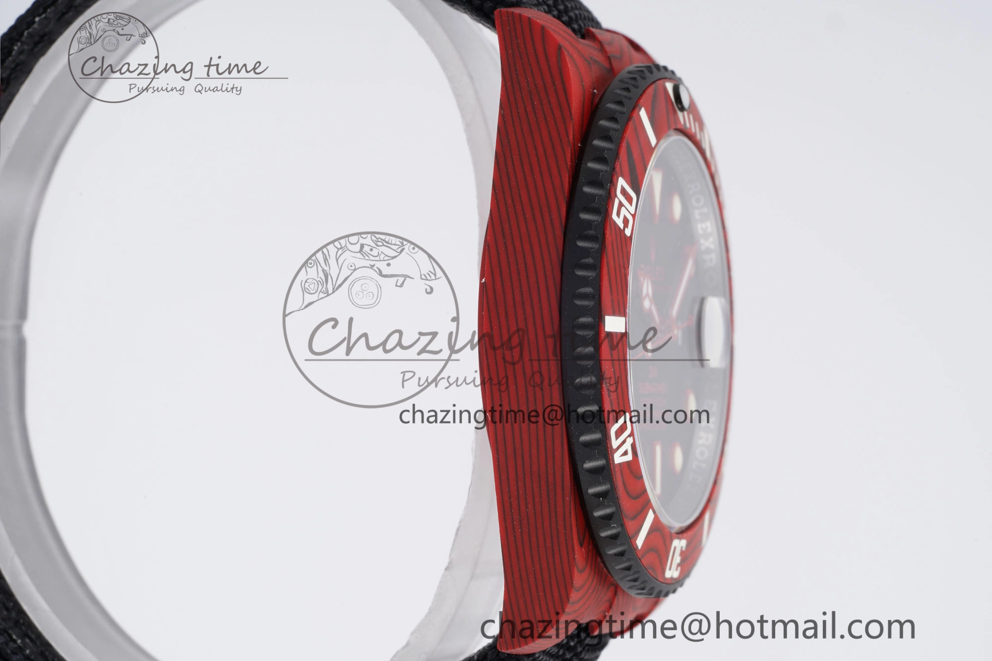 Submariner DIW Red Carbon VSF 1:1 Best Edition Black Dial on Black Nylon Strap VS TechFriendly 2069