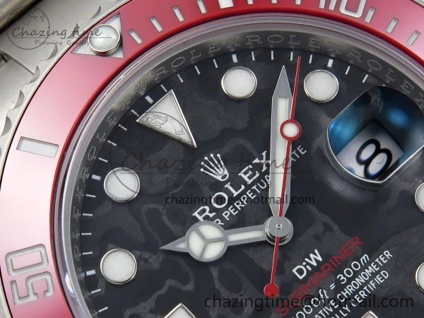 Submariner DIW Red Ceramic Bezel VSF 1:1 Best Edition Black Carbon Dial on Sandblasted Bracelet VS Timeless 1716