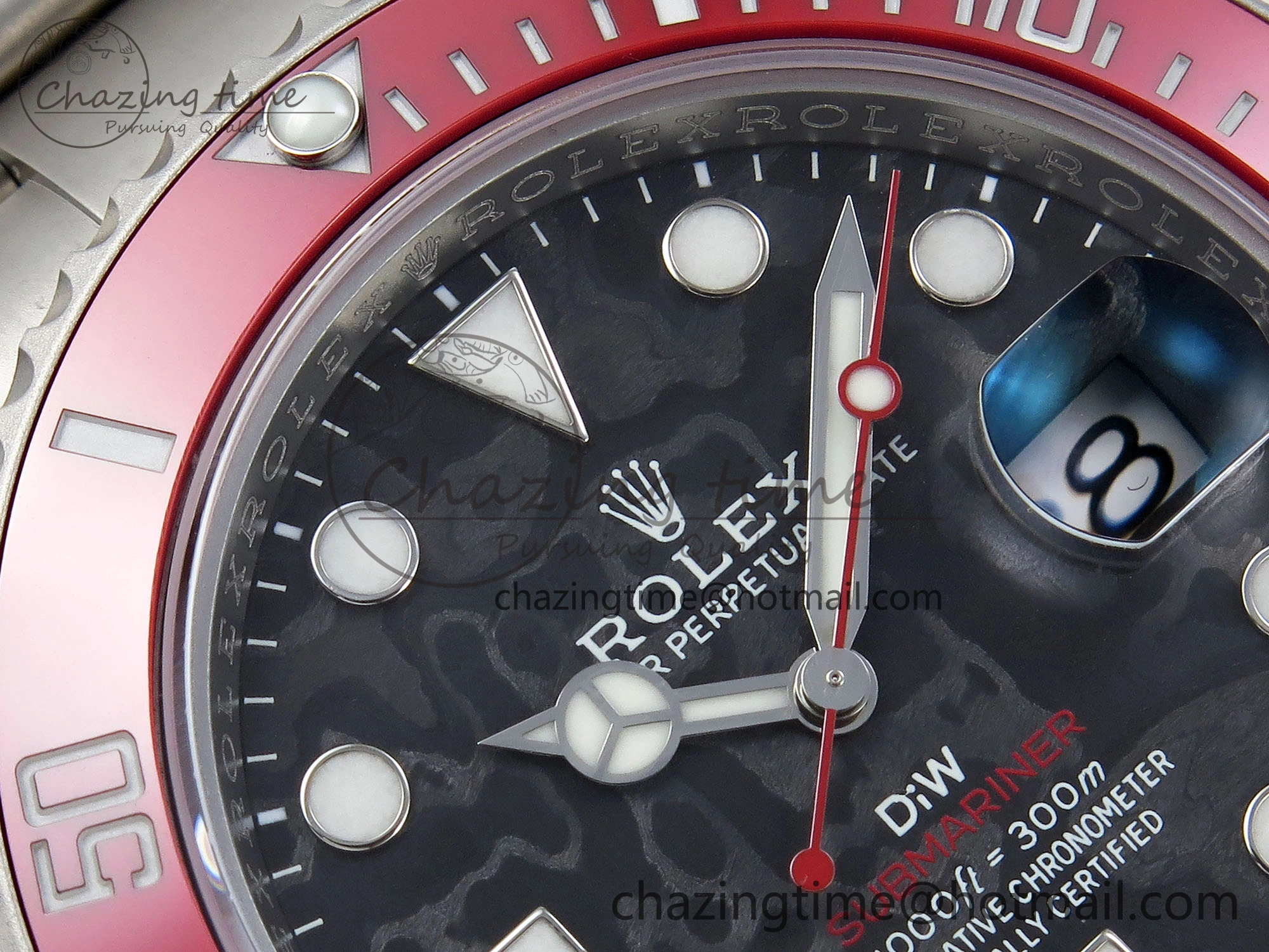 Submariner DIW Red Ceramic Bezel VSF 1:1 Best Edition Black Carbon Dial on Sandblasted Bracelet VS Timeless 1716