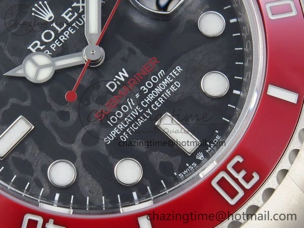 Submariner DIW Red Ceramic Bezel VSF 1:1 Best Edition Black Carbon Dial on Sandblasted Bracelet VS Timeless 1716
