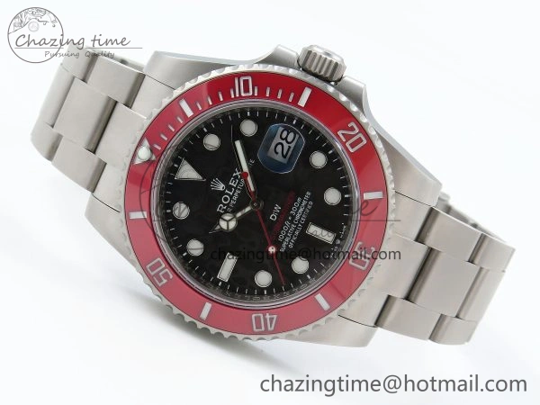 Submariner DIW Red Ceramic Bezel VSF 1:1 Best Edition Black Carbon Dial on Sandblasted Bracelet VS Timeless 1716