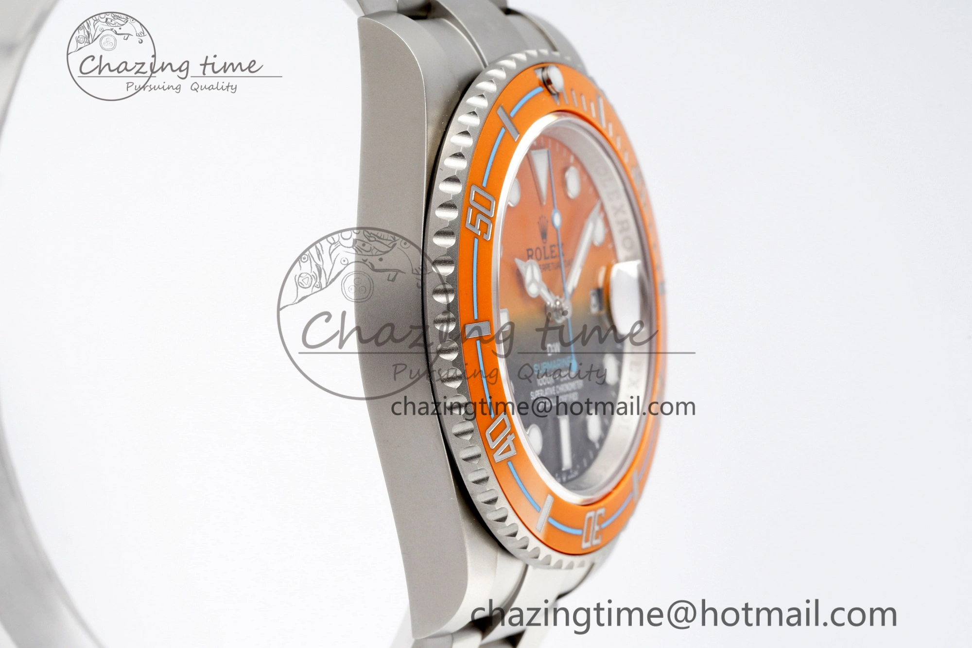 EyeCatching Submariner DIW Sandblasted VSF 1:1 Best Edition Orange Ceramic Bezel Orange Black Dial on SS Bracelet VS 2053
