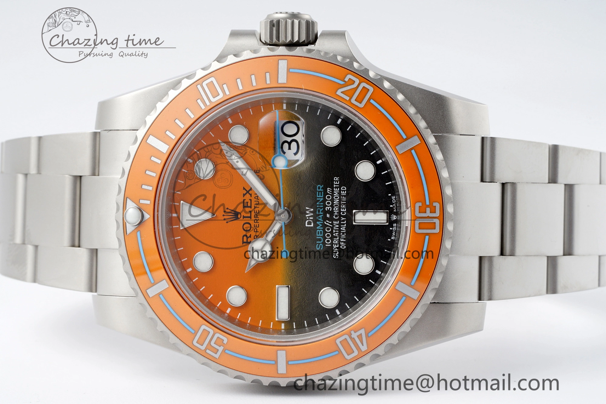 EyeCatching Submariner DIW Sandblasted VSF 1:1 Best Edition Orange Ceramic Bezel Orange Black Dial on SS Bracelet VS 2053