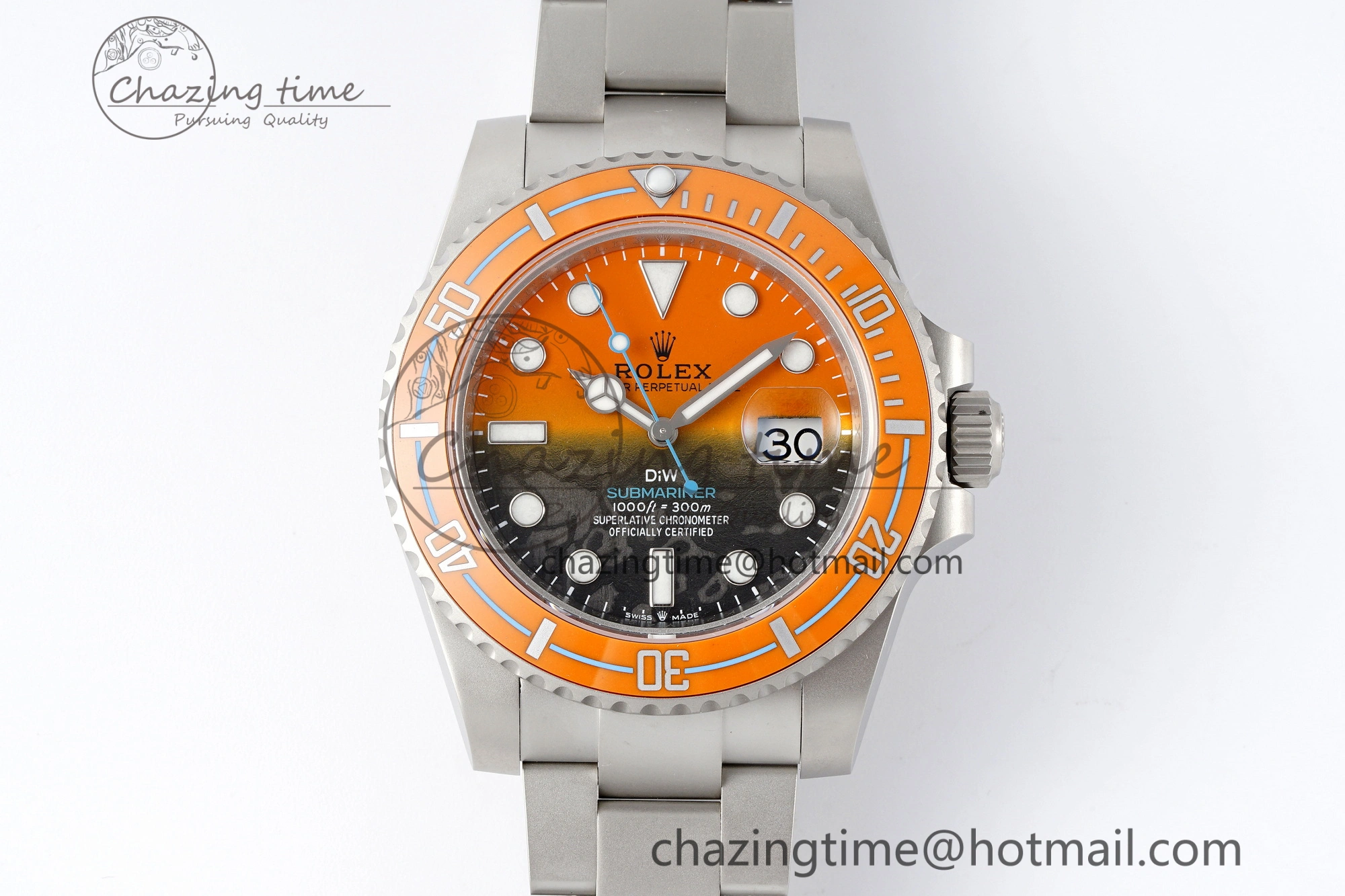 EyeCatching Submariner DIW Sandblasted VSF 1:1 Best Edition Orange Ceramic Bezel Orange Black Dial on SS Bracelet VS 2053