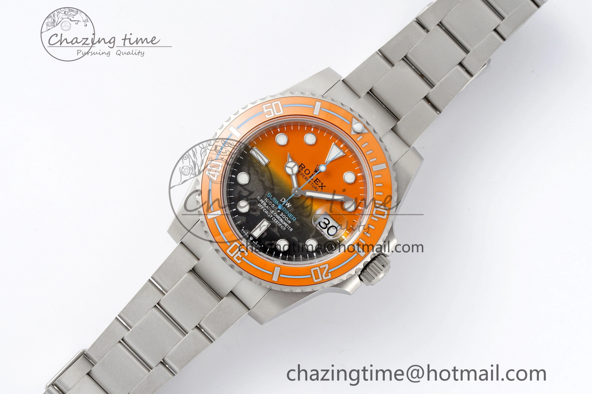 EyeCatching Submariner DIW Sandblasted VSF 1:1 Best Edition Orange Ceramic Bezel Orange Black Dial on SS Bracelet VS 2053