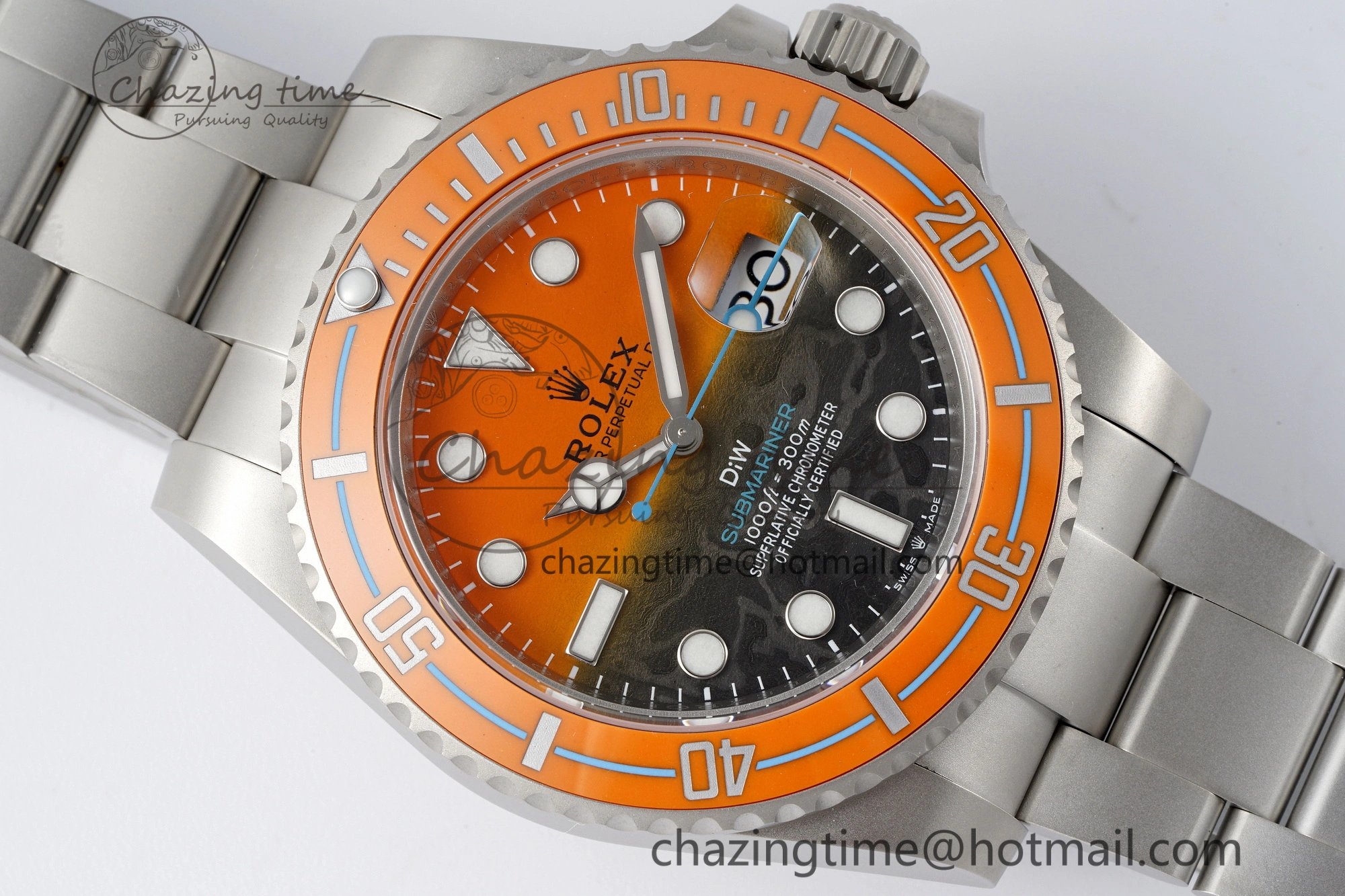 EyeCatching Submariner DIW Sandblasted VSF 1:1 Best Edition Orange Ceramic Bezel Orange Black Dial on SS Bracelet VS 2053