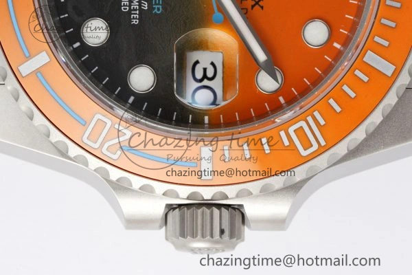 EyeCatching Submariner DIW Sandblasted VSF 1:1 Best Edition Orange Ceramic Bezel Orange Black Dial on SS Bracelet VS 2053