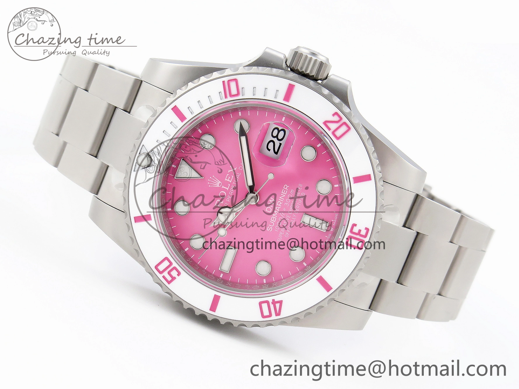 Submariner DIW Sandblasted VSF 1:1 Best Edition Pink Dial White Ceramic Bezel on SS Bracelet VS Attractive 1893