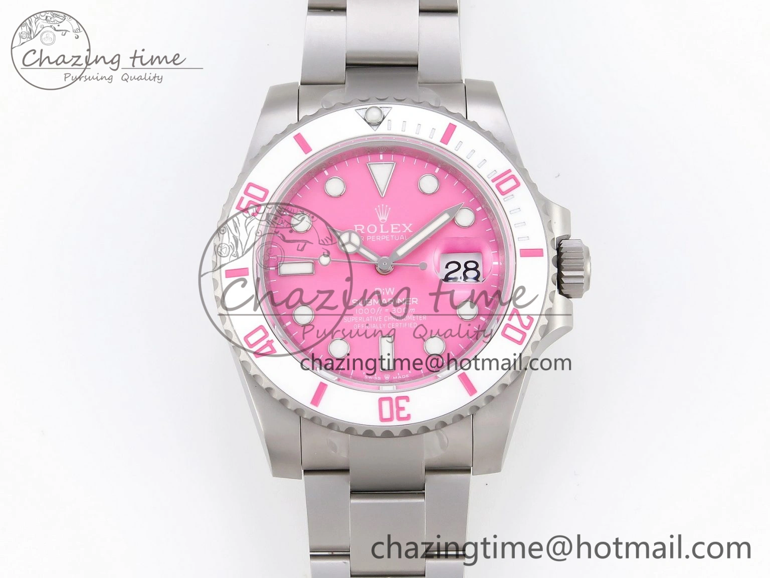Submariner DIW Sandblasted VSF 1:1 Best Edition Pink Dial White Ceramic Bezel on SS Bracelet VS Attractive 1893