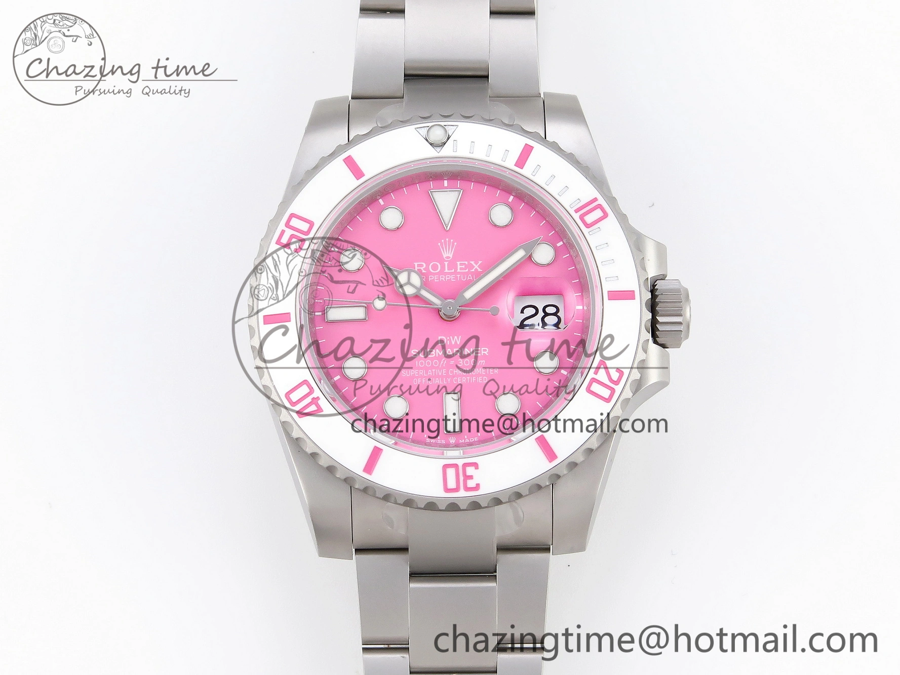 Submariner DIW Sandblasted VSF 1:1 Best Edition Pink Dial White Ceramic Bezel on SS Bracelet VS Attractive 1893