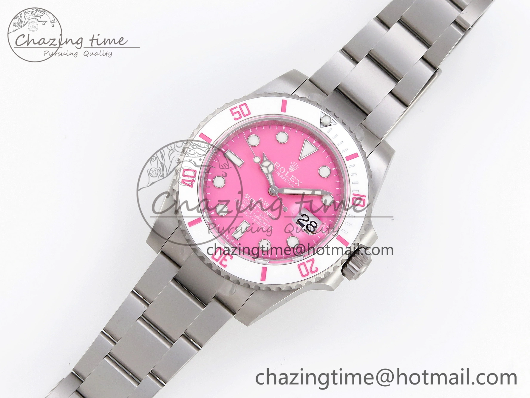 Submariner DIW Sandblasted VSF 1:1 Best Edition Pink Dial White Ceramic Bezel on SS Bracelet VS Attractive 1893