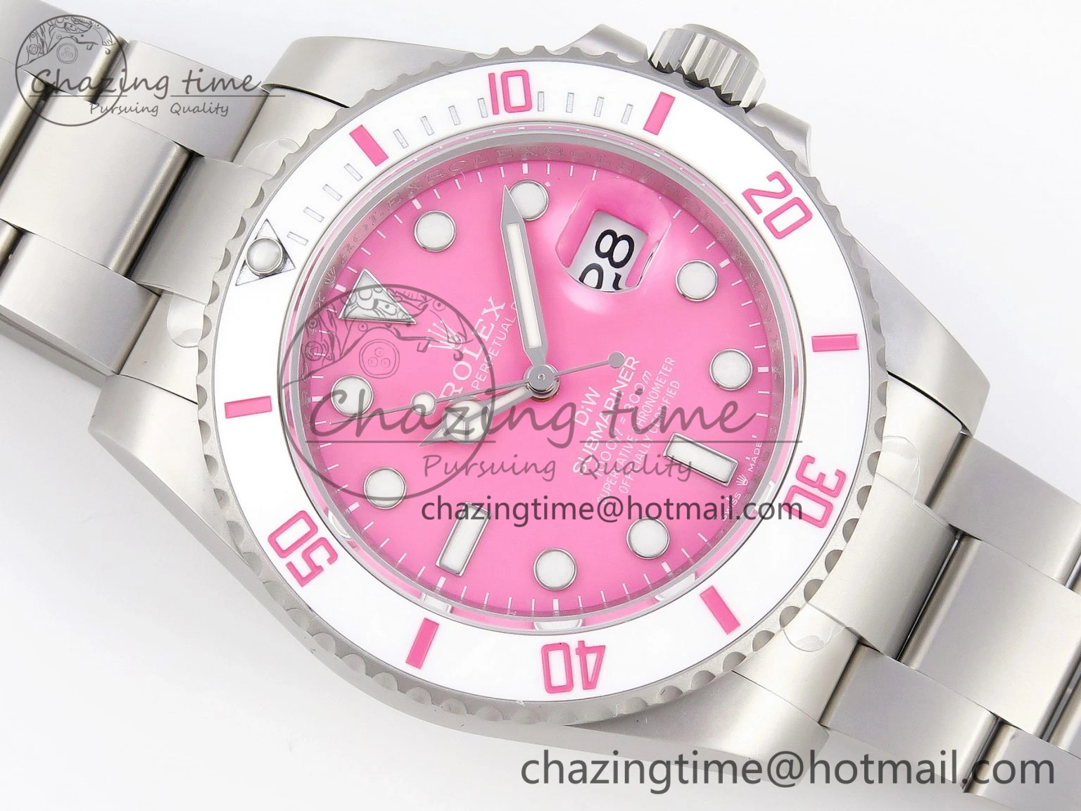 Submariner DIW Sandblasted VSF 1:1 Best Edition Pink Dial White Ceramic Bezel on SS Bracelet VS Attractive 1893