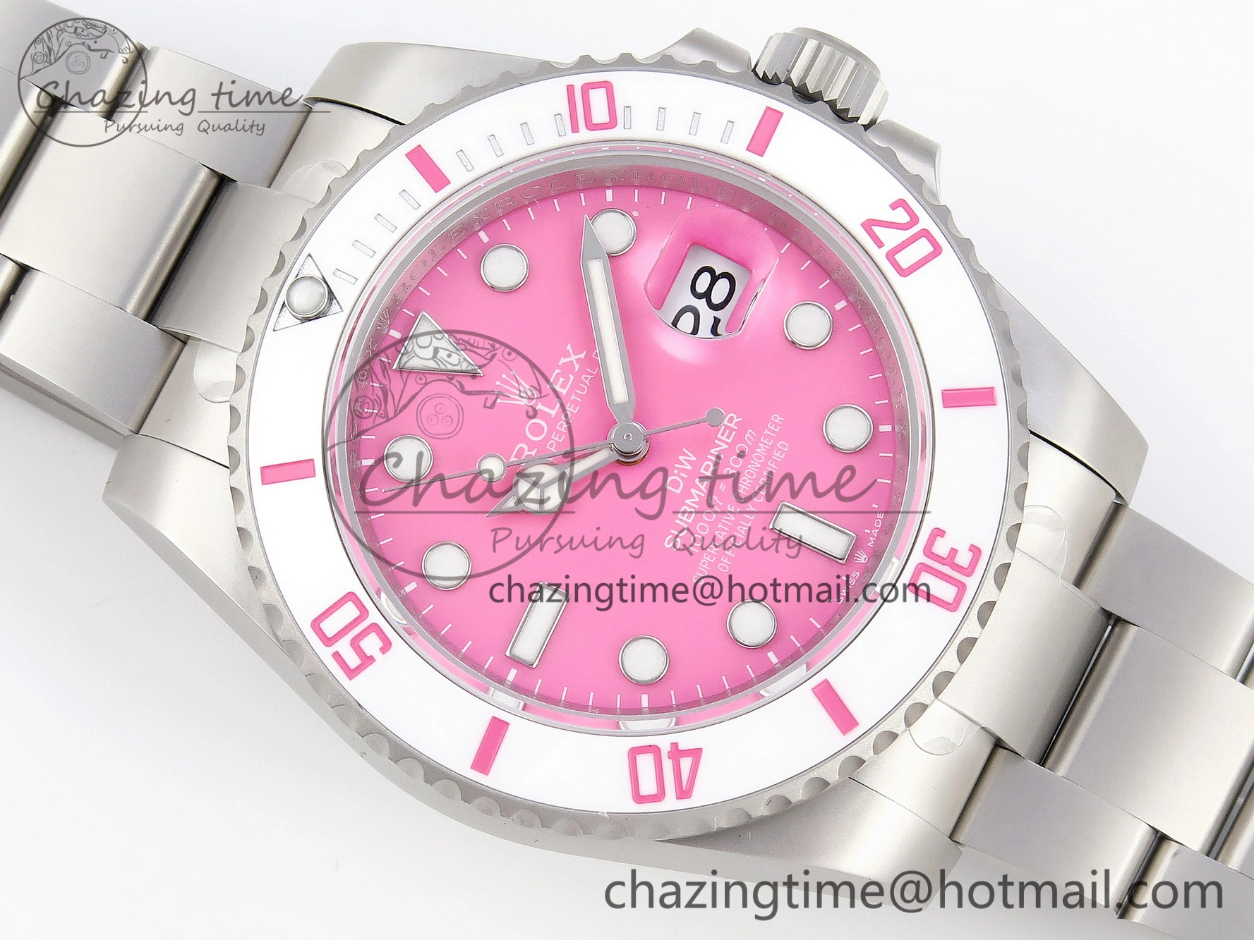 Submariner DIW Sandblasted VSF 1:1 Best Edition Pink Dial White Ceramic Bezel on SS Bracelet VS Attractive 1893