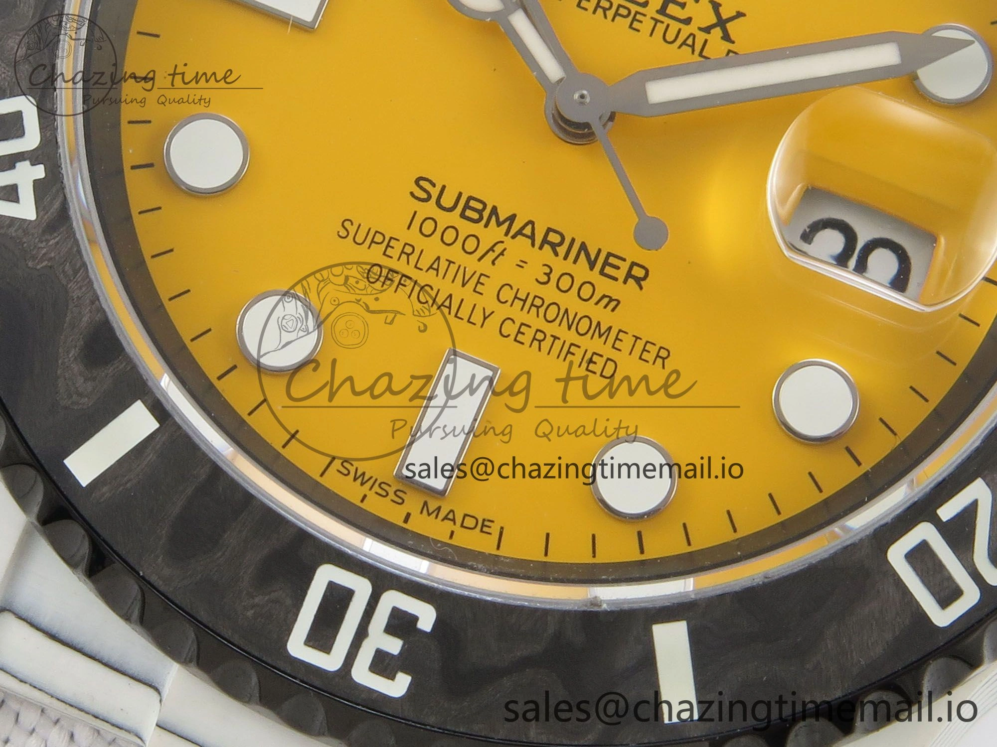 Unique Submariner DIW White Carbon MPF Best Edition Yellow Dial On White Nylon Strap SA 312