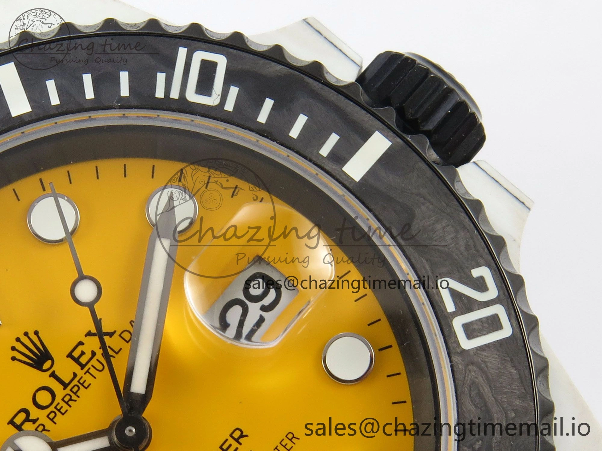 Unique Submariner DIW White Carbon MPF Best Edition Yellow Dial On White Nylon Strap SA 312