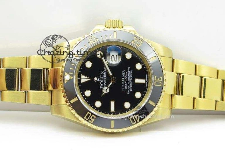 Sporty Submariner Full Gold Black Dial BP Best Edition Swiss ETA 3933