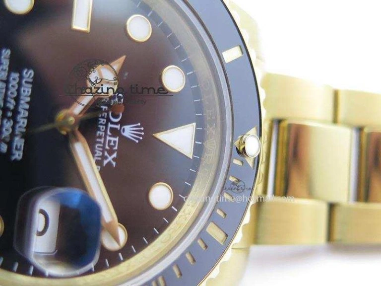 Sporty Submariner Full Gold Black Dial BP Best Edition Swiss ETA 3933