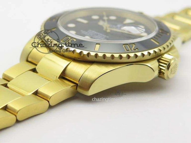 Sporty Submariner Full Gold Black Dial BP Best Edition Swiss ETA 3933
