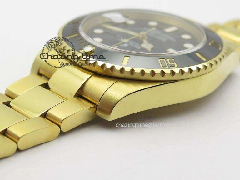 Sporty Submariner Full Gold Black Dial BP Best Edition Swiss ETA 3933