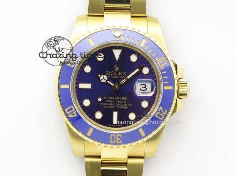 Trendsetting Submariner Full Gold Blue Dial BP Best Edition Swiss ETA 3931