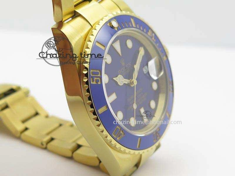 Trendsetting Submariner Full Gold Blue Dial BP Best Edition Swiss ETA 3931