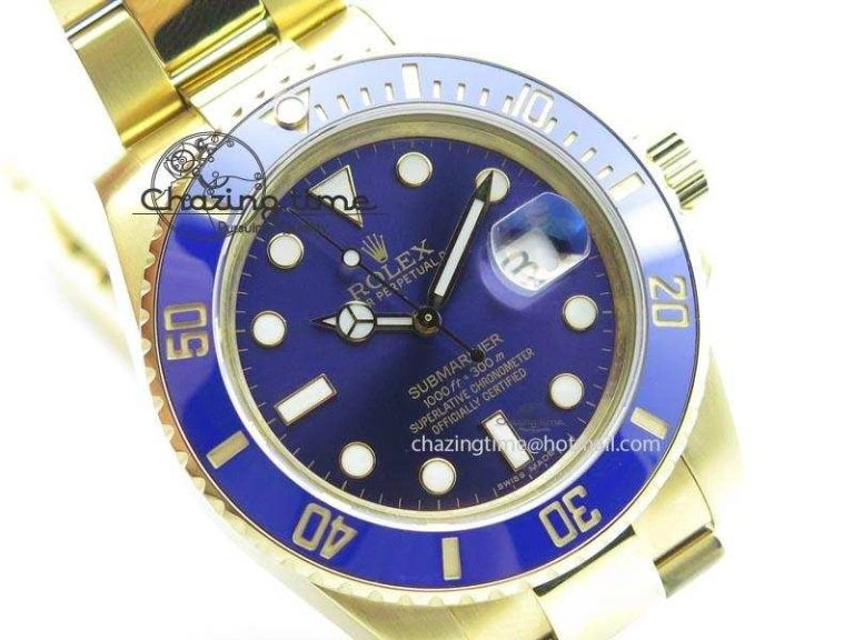Trendsetting Submariner Full Gold Blue Dial BP Best Edition Swiss ETA 3931