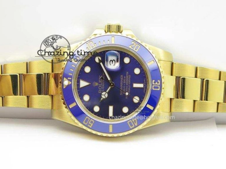 Trendsetting Submariner Full Gold Blue Dial BP Best Edition Swiss ETA 3931