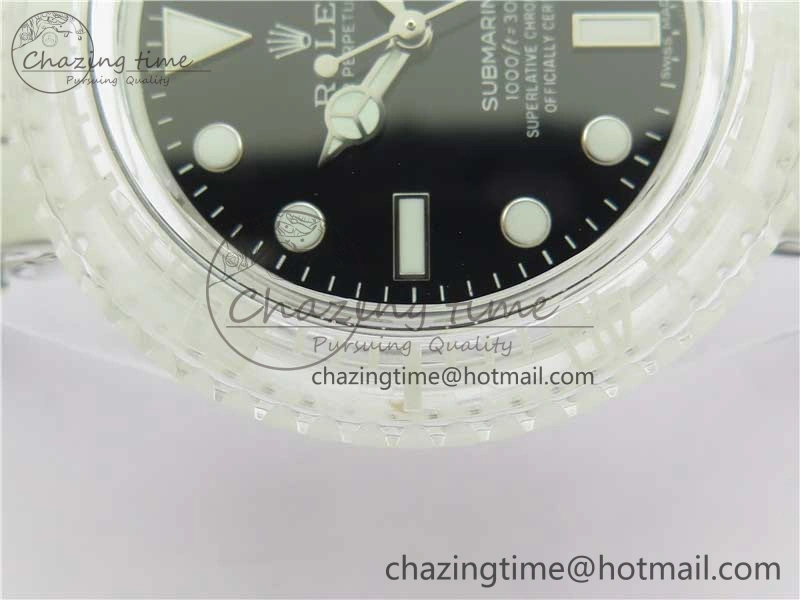 StreetReady Submariner Phantomlab Transparent 3AF Best Edition Black Dial on White Rubber Strap VR 2623