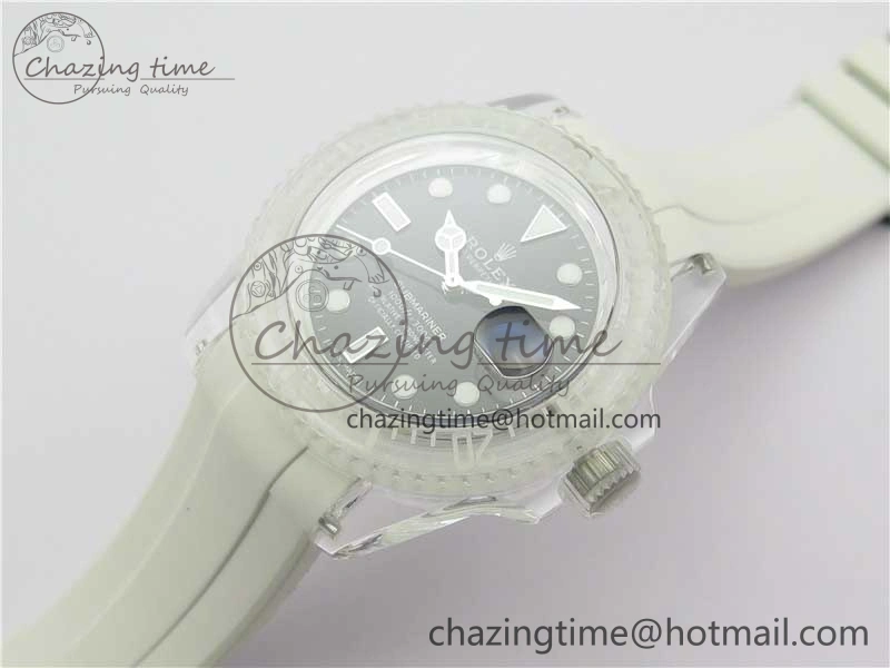 StreetReady Submariner Phantomlab Transparent 3AF Best Edition Black Dial on White Rubber Strap VR 2623