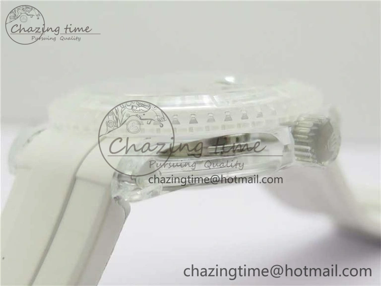 StreetReady Submariner Phantomlab Transparent 3AF Best Edition Black Dial on White Rubber Strap VR 2623