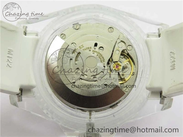 Resilient Submariner Phantomlab Transparent 3AF Best Edition Blue Fruit Dial on White Rubber Strap VR 2620