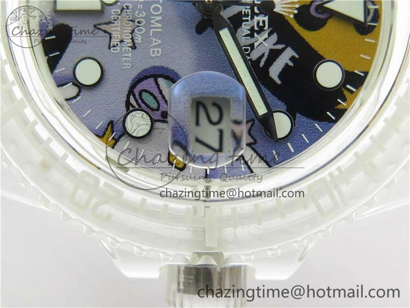 AllSeason Submariner Phantomlab Transparent 3AF Best Edition Blue Space Dial on White Rubber Strap VR 2618