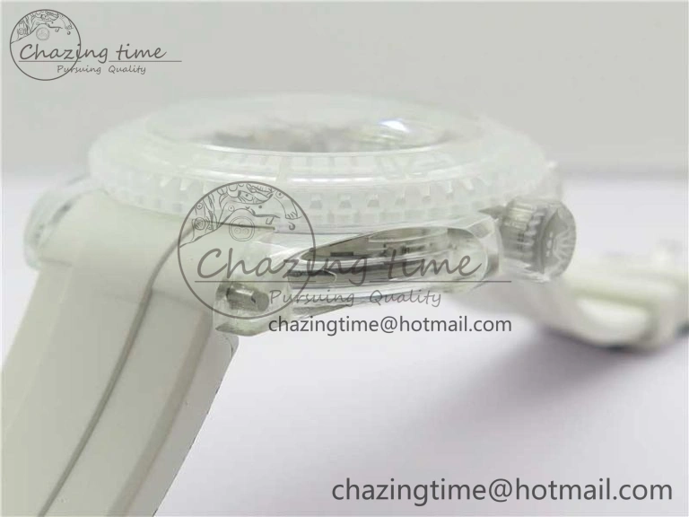 AllSeason Submariner Phantomlab Transparent 3AF Best Edition Blue Space Dial on White Rubber Strap VR 2618