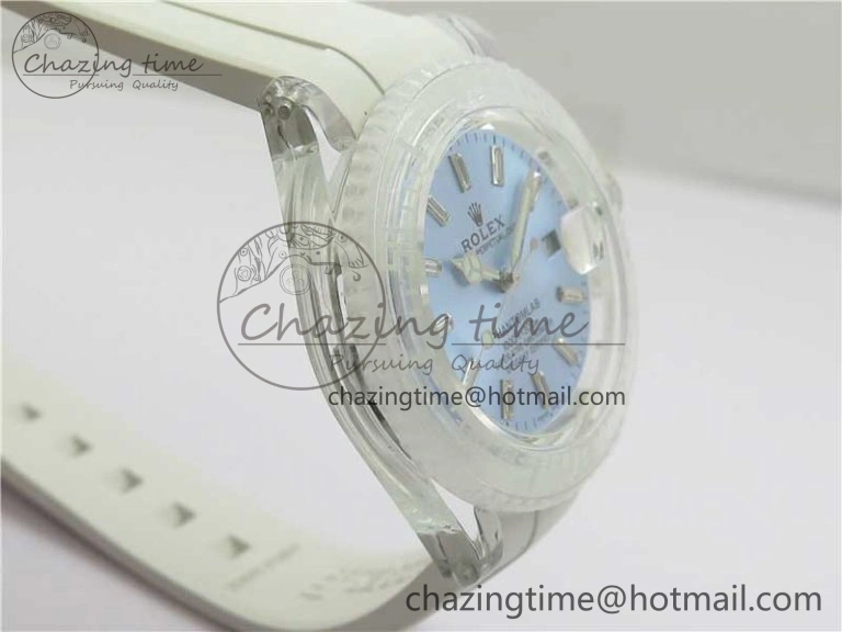 Submariner Phantomlab Transparent 3AF Best Edition Light Blue Dial on White Rubber Strap VR MoistureWicking 2619