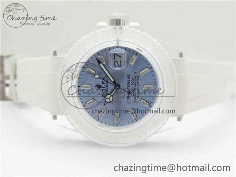 Submariner Phantomlab Transparent 3AF Best Edition Light Blue Dial on White Rubber Strap VR MoistureWicking 2619