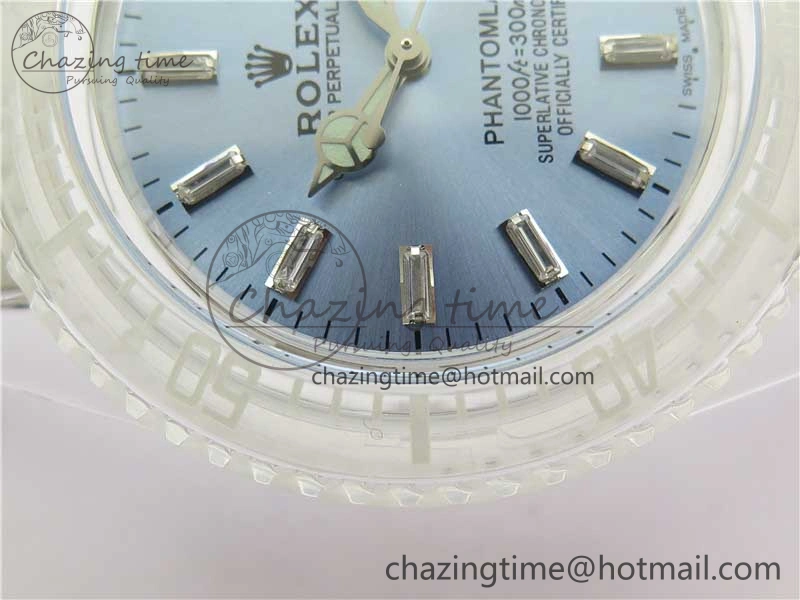 Submariner Phantomlab Transparent 3AF Best Edition Light Blue Dial on White Rubber Strap VR MoistureWicking 2619