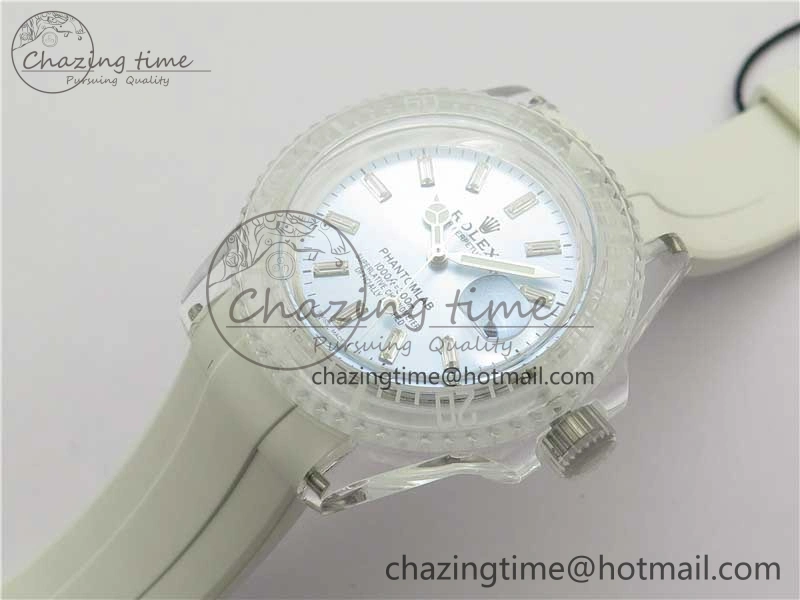 Submariner Phantomlab Transparent 3AF Best Edition Light Blue Dial on White Rubber Strap VR MoistureWicking 2619