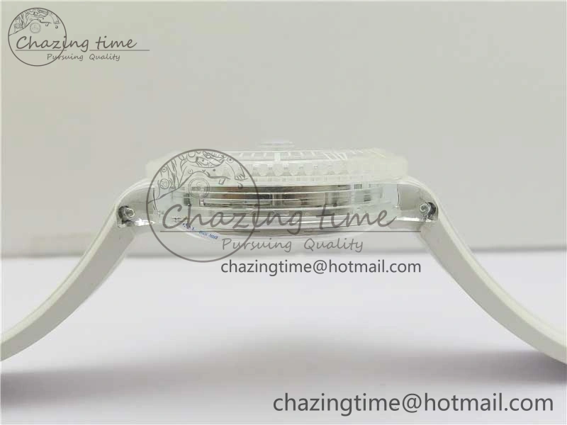 Submariner Phantomlab Transparent 3AF Best Edition Light Blue Dial on White Rubber Strap VR MoistureWicking 2619