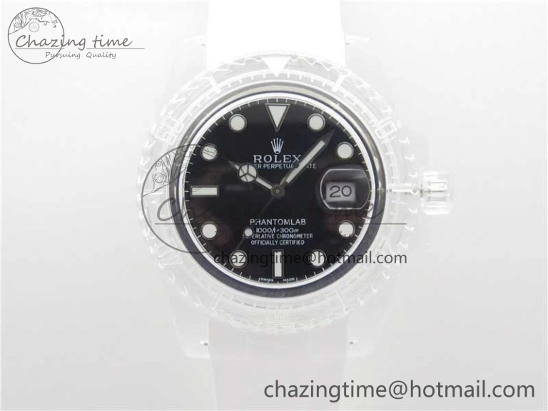 Lightweight Submariner Phantomlab Transparent KZF Best Edition Black Dial on White Rubber Strap VR 2567