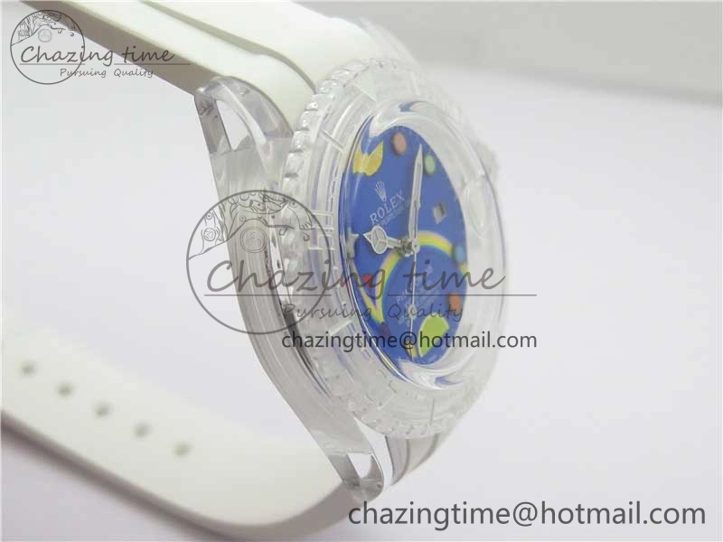 Submariner Phantomlab Transparent KZF Best Edition Blue Fruit Dial on White Rubber Strap VR Stretchable 2563