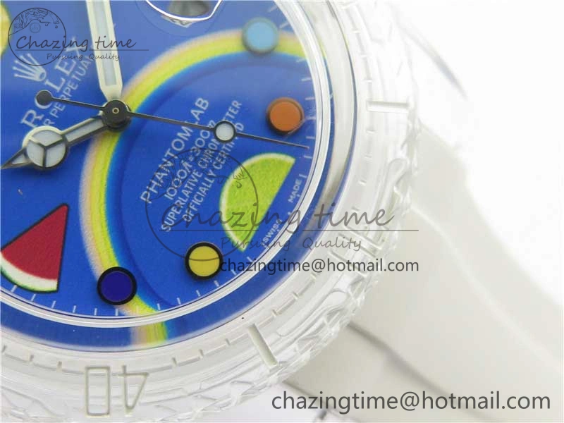 Submariner Phantomlab Transparent KZF Best Edition Blue Fruit Dial on White Rubber Strap VR Stretchable 2563