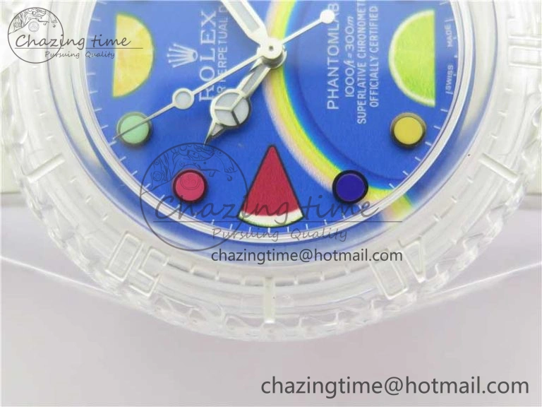 Submariner Phantomlab Transparent KZF Best Edition Blue Fruit Dial on White Rubber Strap VR Stretchable 2563