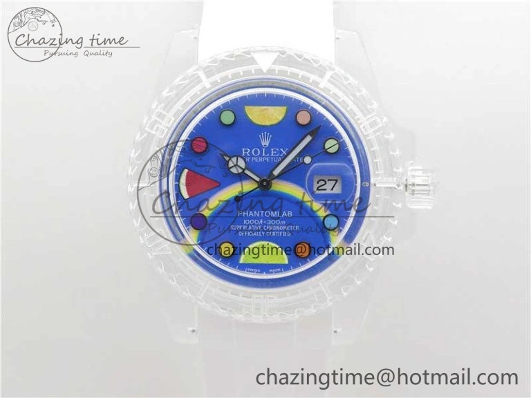 Submariner Phantomlab Transparent KZF Best Edition Blue Fruit Dial on White Rubber Strap VR Stretchable 2563