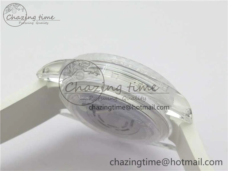 AllSeason Submariner Phantomlab Transparent KZF Best Edition Blue Moon Dial on White Rubber Strap VR 2564