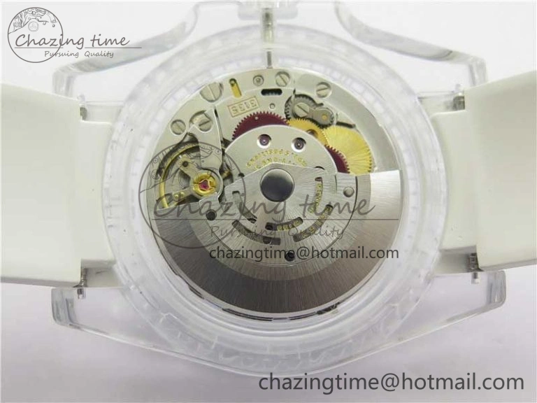 AllSeason Submariner Phantomlab Transparent KZF Best Edition Blue Moon Dial on White Rubber Strap VR 2564