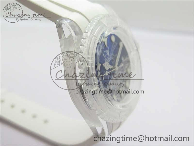 AllSeason Submariner Phantomlab Transparent KZF Best Edition Blue Moon Dial on White Rubber Strap VR 2564