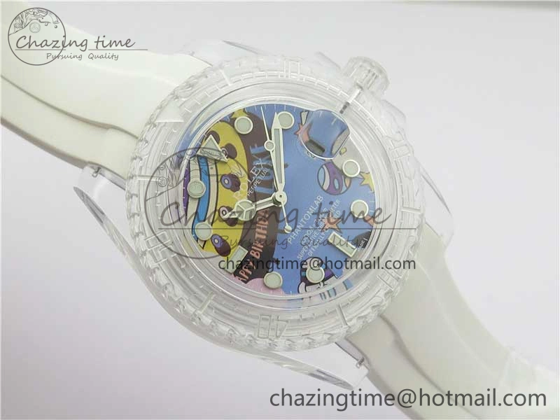 Submariner Phantomlab Transparent KZF Best Edition Blue Space Dial on White Rubber Strap VR AllSeason 2566